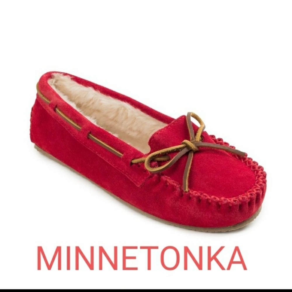 MINNETONKA Red Suede Leather Moccasins